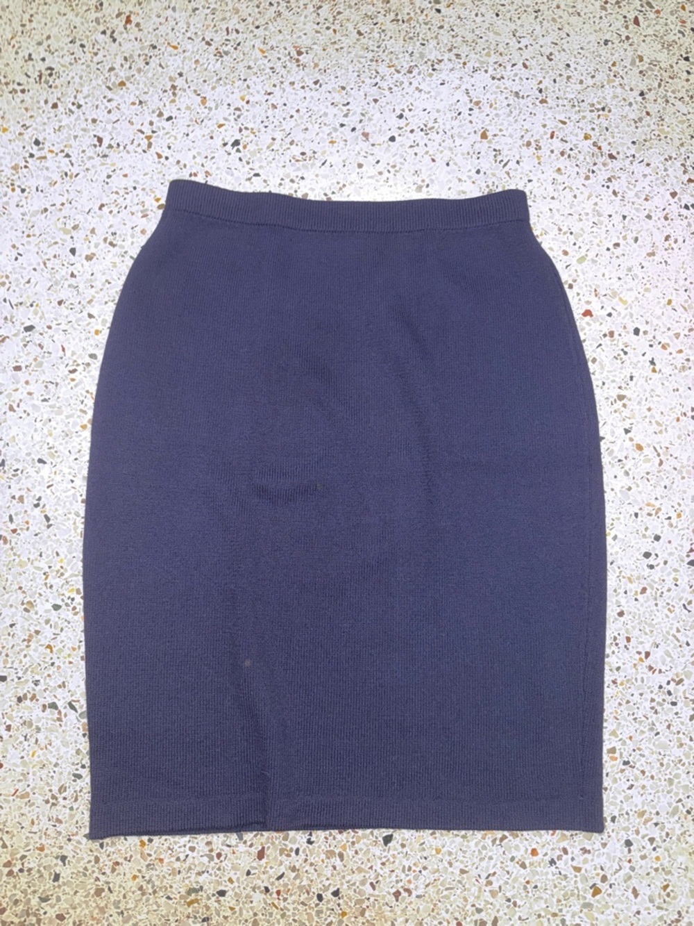 St John navy blue knit sweater skirt 8 elastic waist sweater